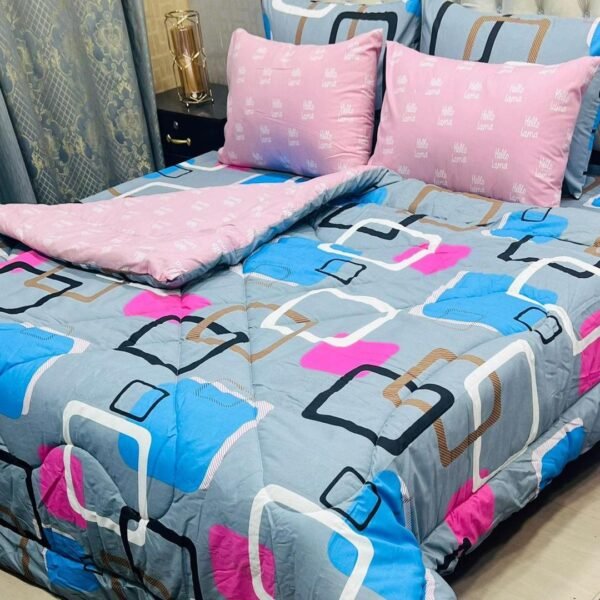 Printed Double Bedsheet Set - 6pcs