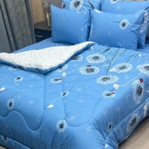 Flowers Printed Double Bedsheet Set - 6pcs