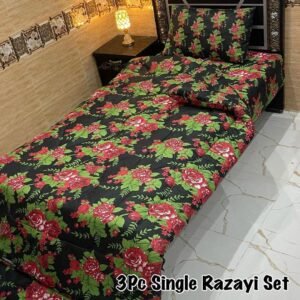 Flowers Printed Single Bedsheet Set - 3pcs