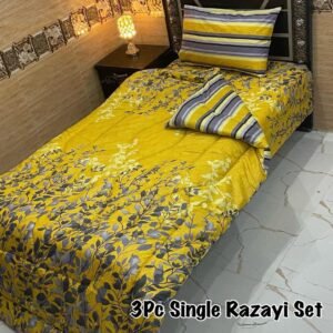 Leaves Printed Single Bedsheet Set - 3pcs