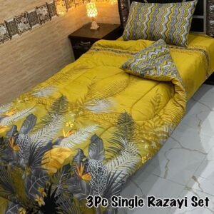 Leaves Printed Single Bedsheet Set - 3pcs