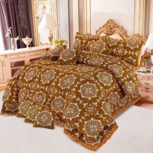 Flowers Printed Double Bedsheet Set - 10pcs