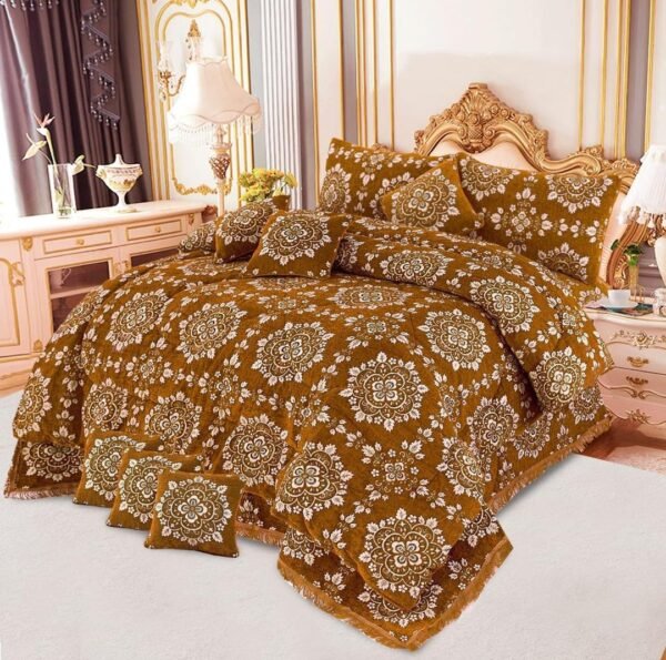 Flowers Printed Double Bedsheet Set - 10pcs