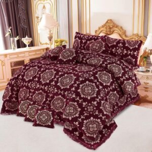 Flowers Printed Double Bedsheet Set - 10pcs