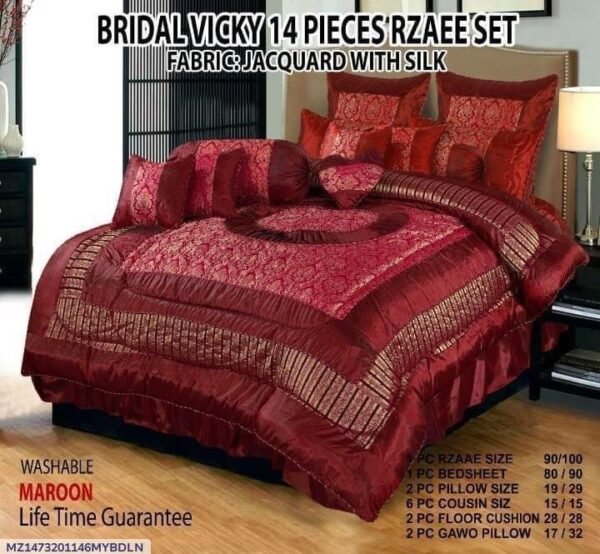 Printed Double Bedsheet Set - 14pcs - Image 2