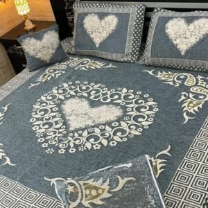 Heart Printed Double Bedsheet Set - 4pcs