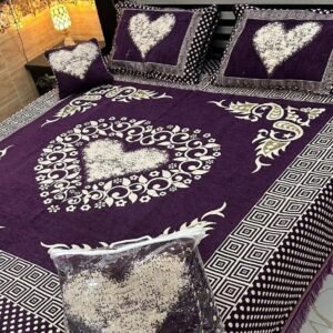 Heart Printed Double Bedsheet Set - 4pcs