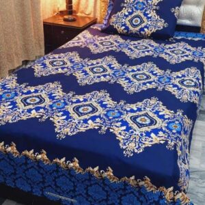 Blue Cotton Printed Single Bedsheet – 4Pcs