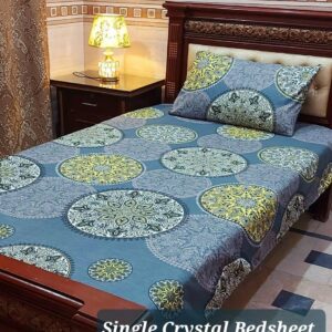 Circle Flower Cotton Printed Single Bedsheet – 4Pc