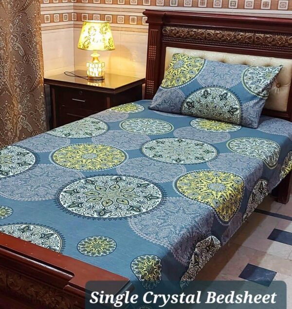 Circle Flower Cotton Printed Single Bedsheet – 4Pc